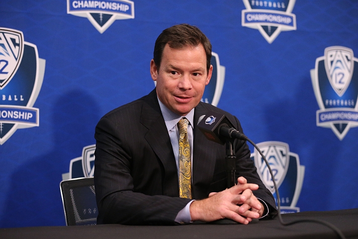121129 Pac-12 Fri SA-022.JPG - Nov 29, 2012; Stanford, CA, USA; UCLA coach Jim Mora at the press conference prior to the 2012 Pac-12 championship at Stanford Stadium.